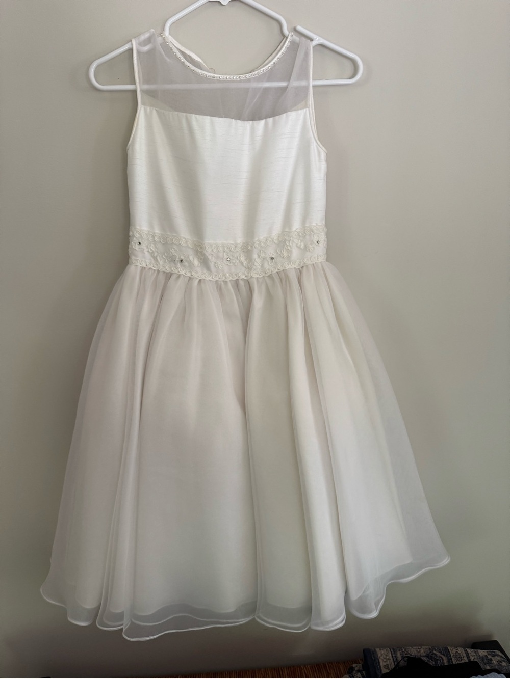 Elaina do Vale Couture Ivory Girls' Tulle Dress with Embellished Waist - size 10 - Picture 1 of 9